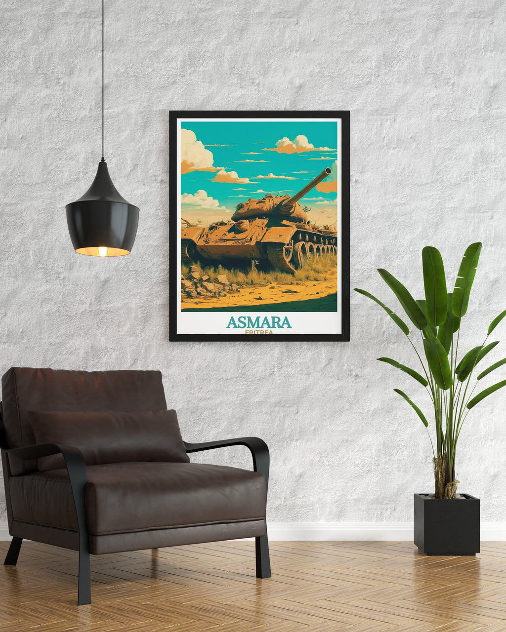 Asmara Art - Tank Graveyard Home Decor - Eritrea Living Room Decor-4