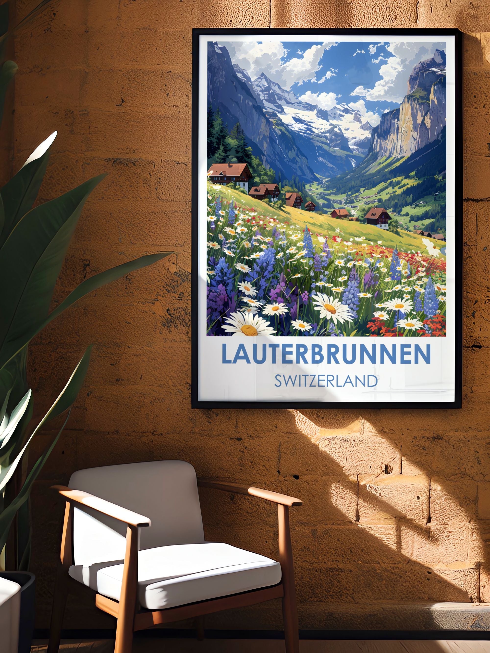 Lauterbrunnen  Framed Prints - Lauterbrunnen Valley Vintage Wall Decor - Switzerland  Home Decor-4