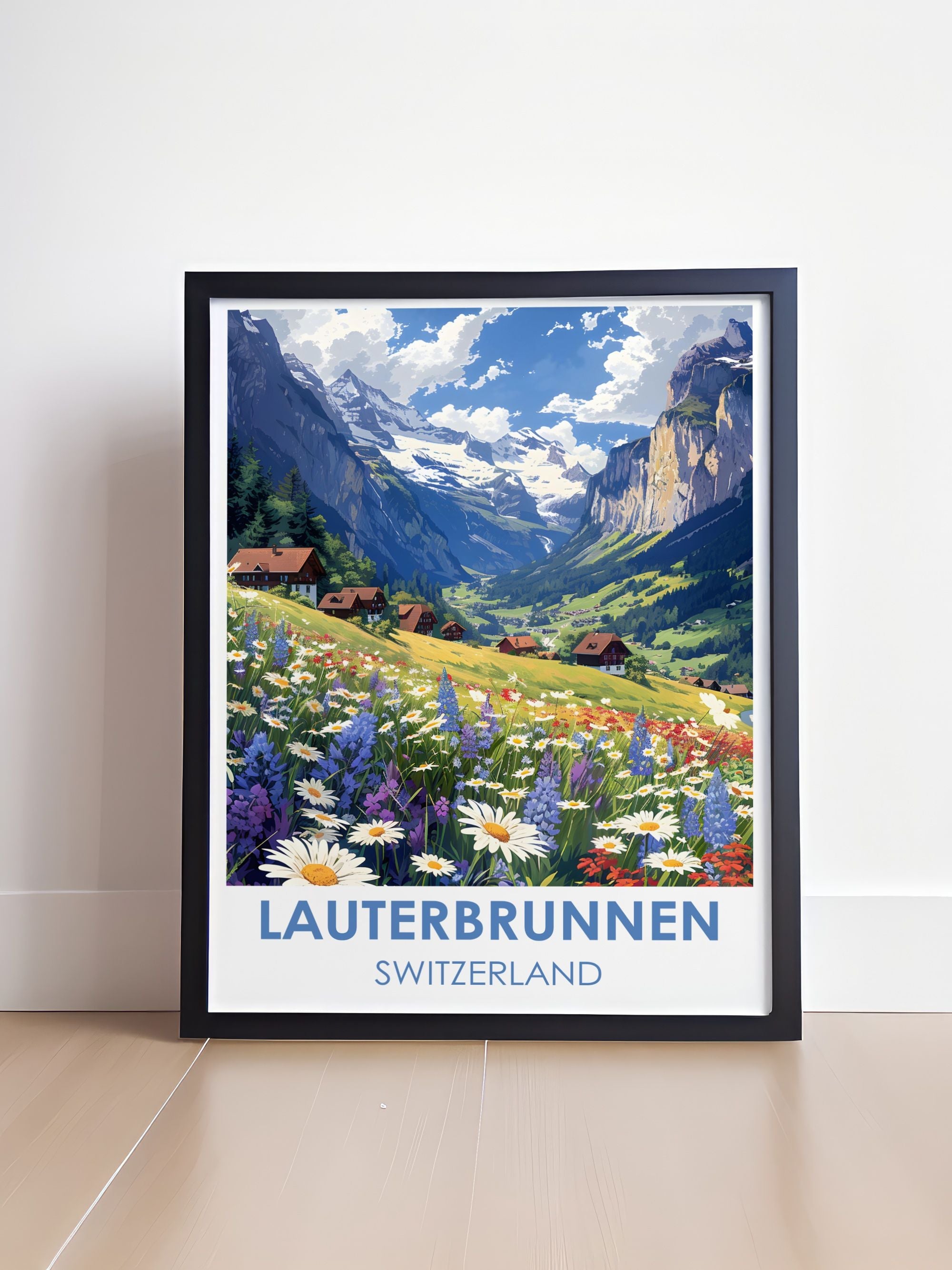 Lauterbrunnen  Framed Prints - Lauterbrunnen Valley Vintage Wall Decor - Switzerland  Home Decor-3