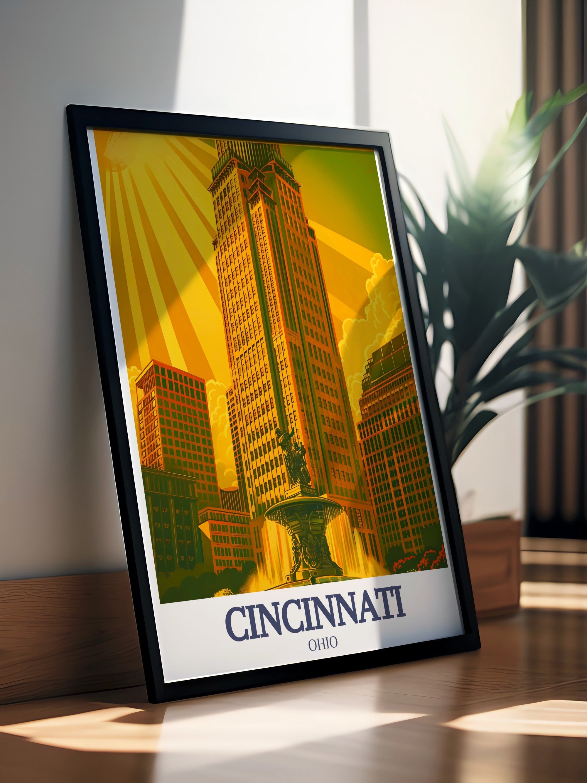 Cincinnati  Art - Carew Tower and Tyler Davidson Fountain  Decor - Ohio  Home Decor-1