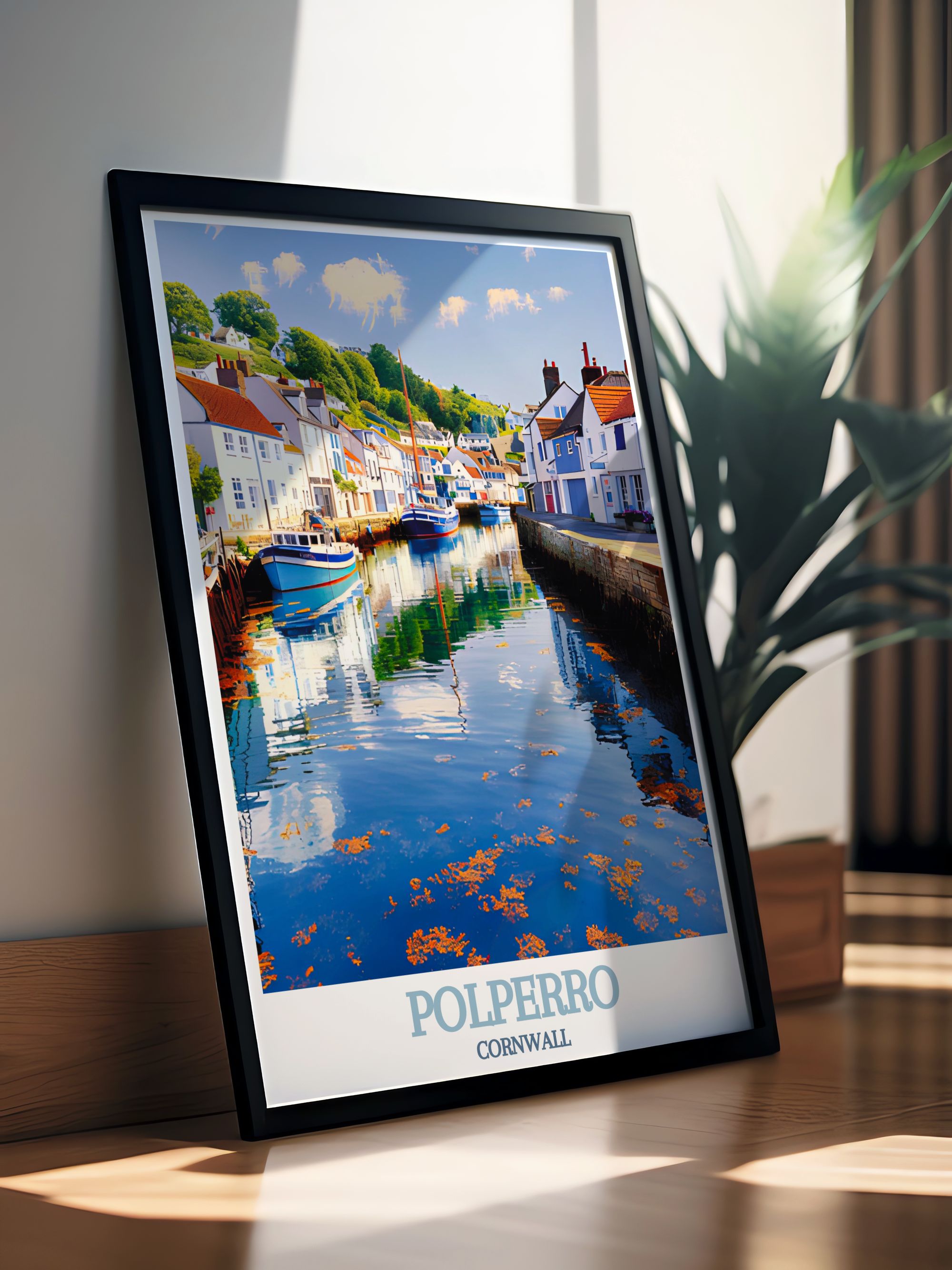 Polperro Cornwall  Art - Polperro Harbour Ideal Home Decor - Cornwall Living Room Decor-2