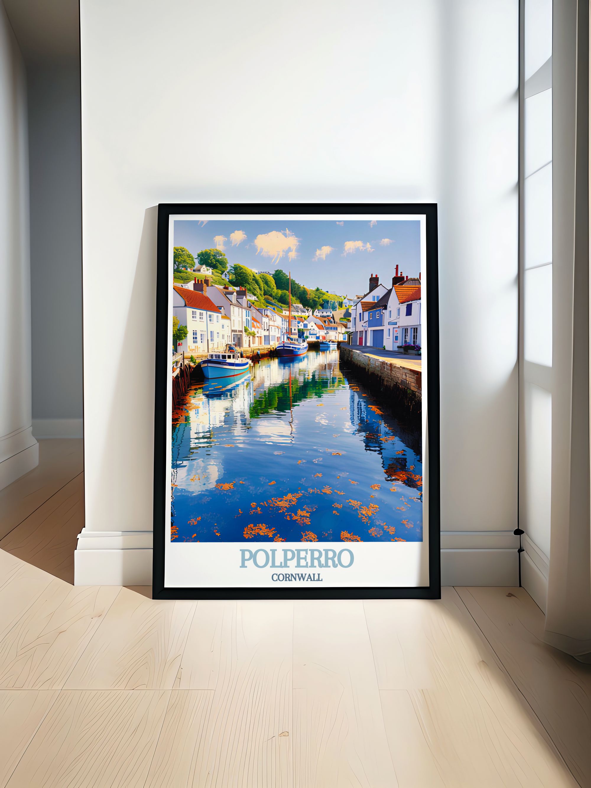 Polperro Cornwall  Art - Polperro Harbour Ideal Home Decor - Cornwall Living Room Decor-0