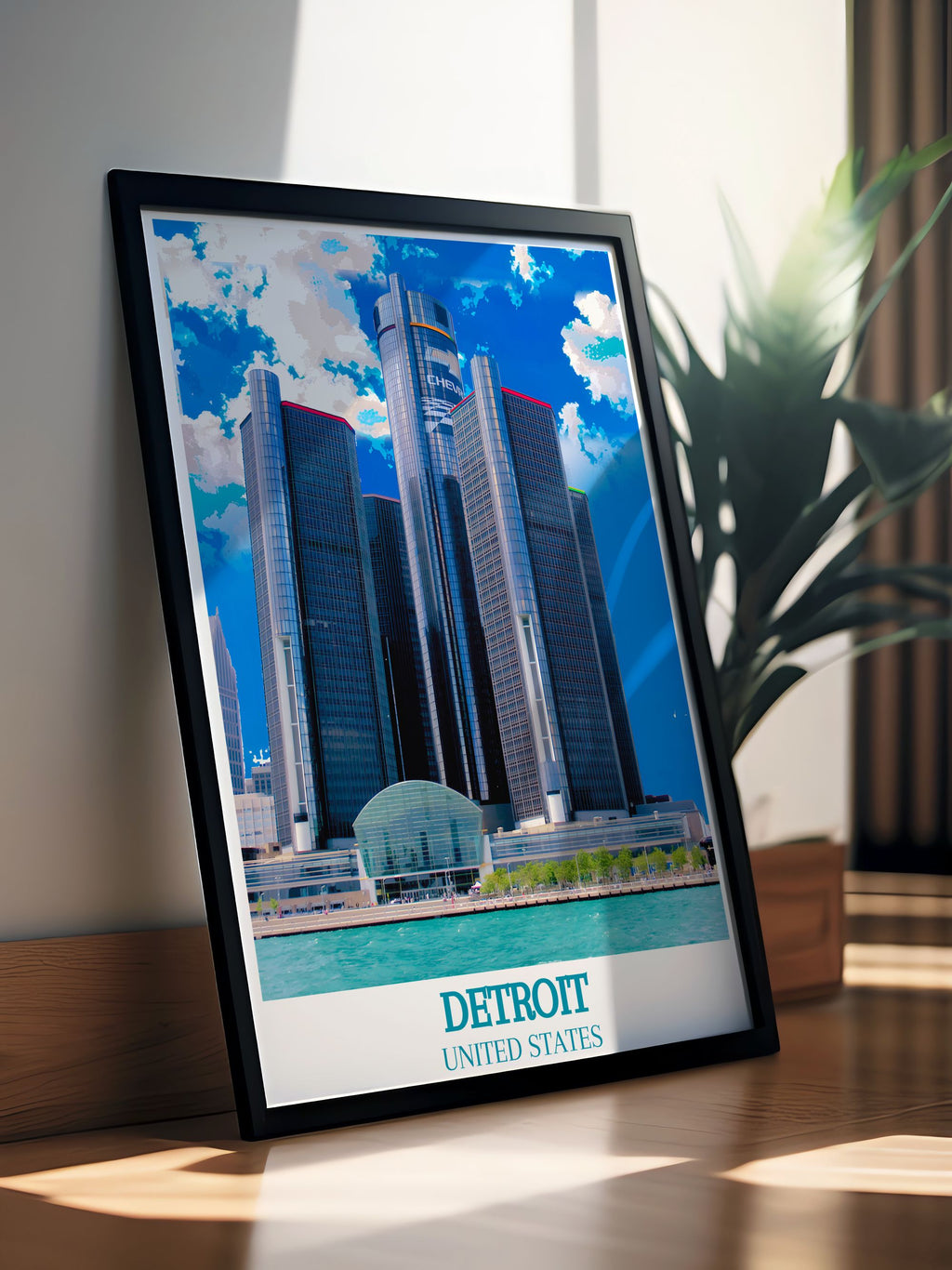 Detroit Wall Decor - The Renaissance Center Home Decor - USA Travel Posters-4