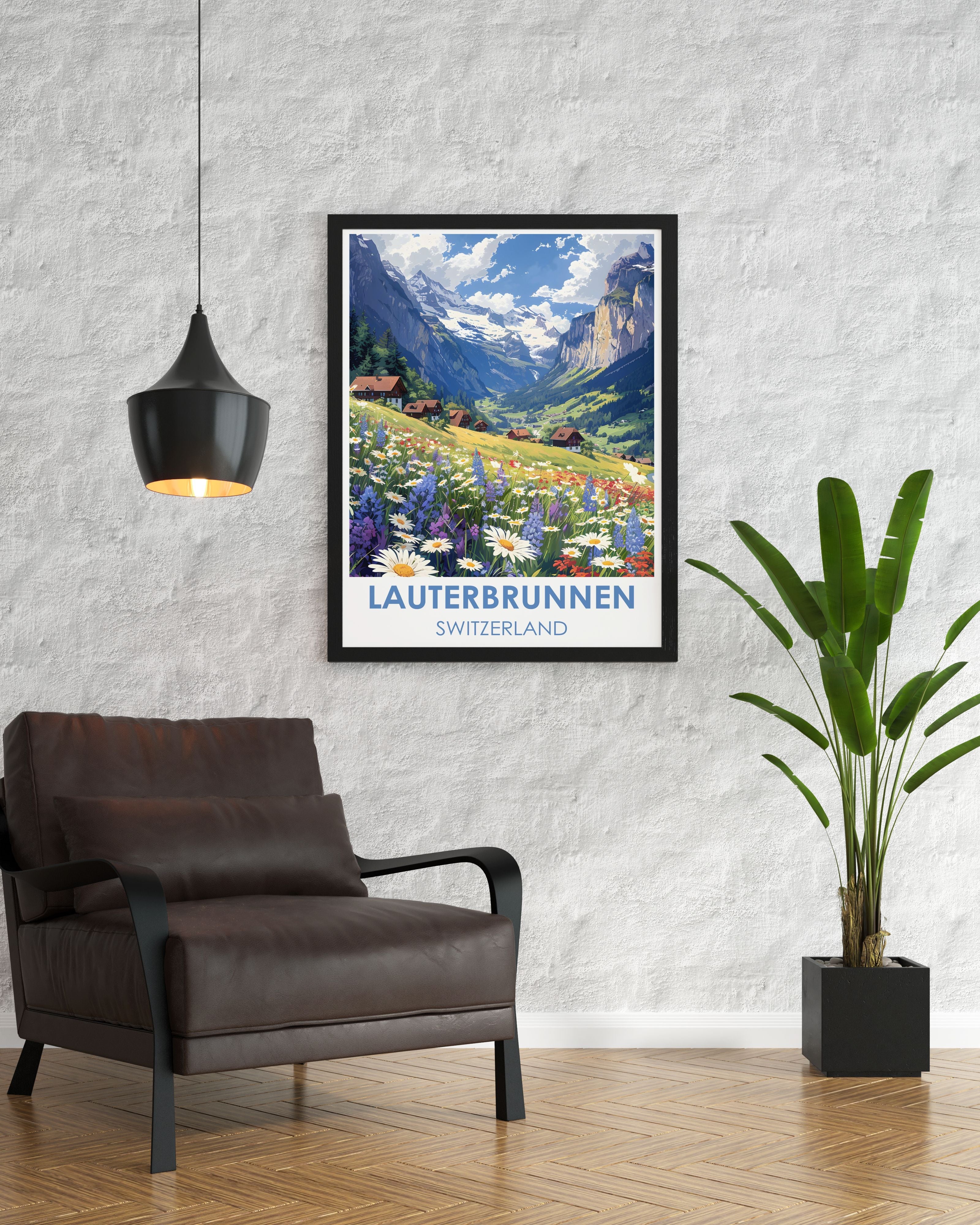 Lauterbrunnen  Framed Prints - Lauterbrunnen Valley Vintage Wall Decor - Switzerland  Home Decor-2