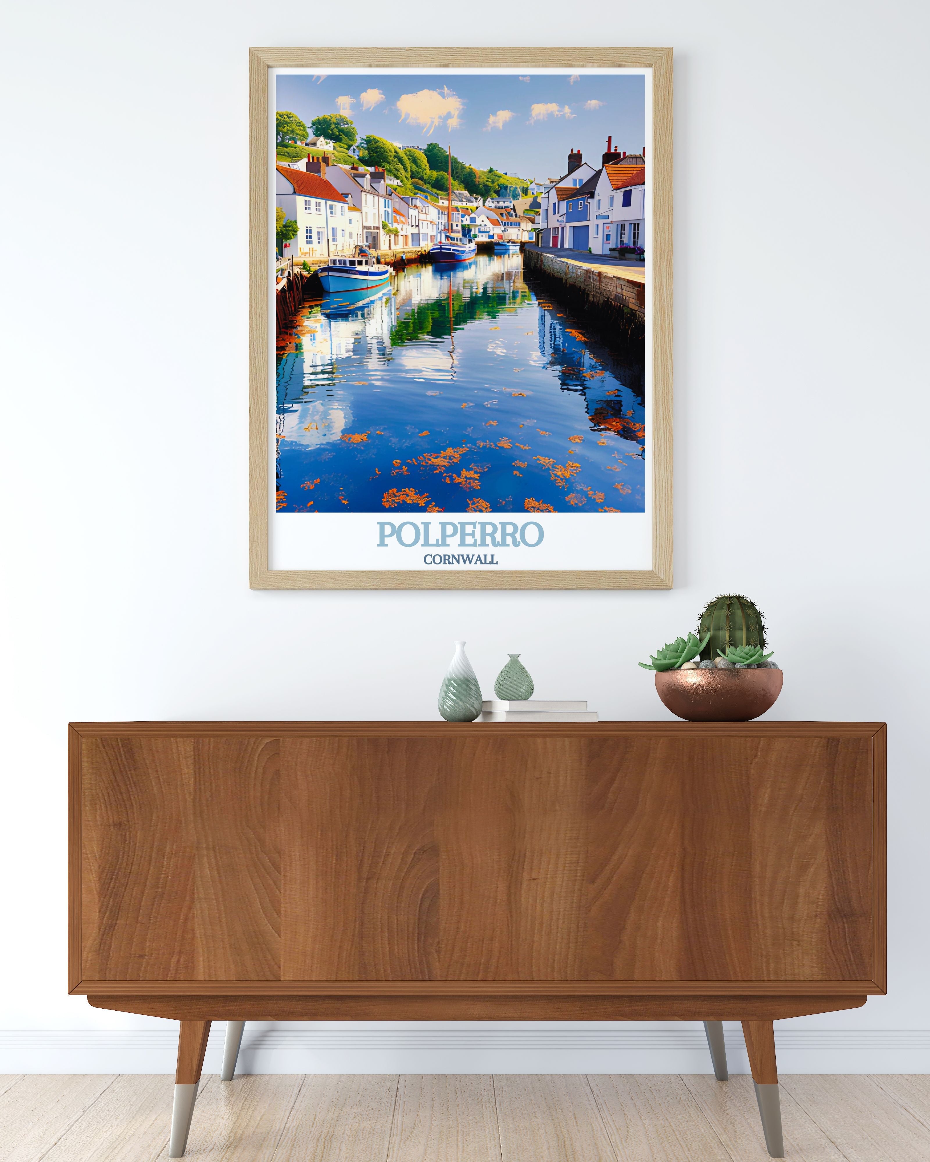 Polperro Cornwall  Art - Polperro Harbour Ideal Home Decor - Cornwall Living Room Decor-3