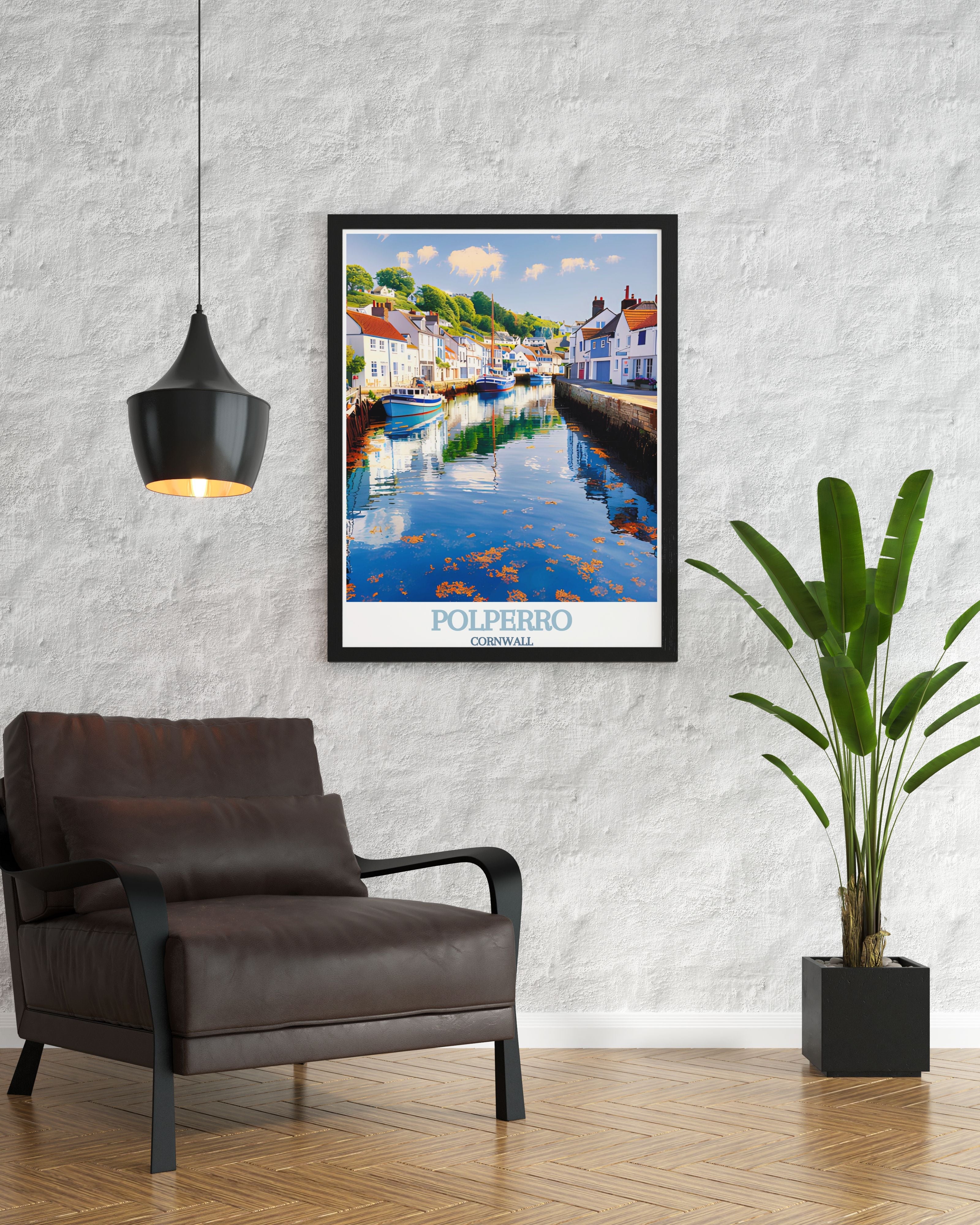 Polperro Cornwall  Art - Polperro Harbour Ideal Home Decor - Cornwall Living Room Decor-1