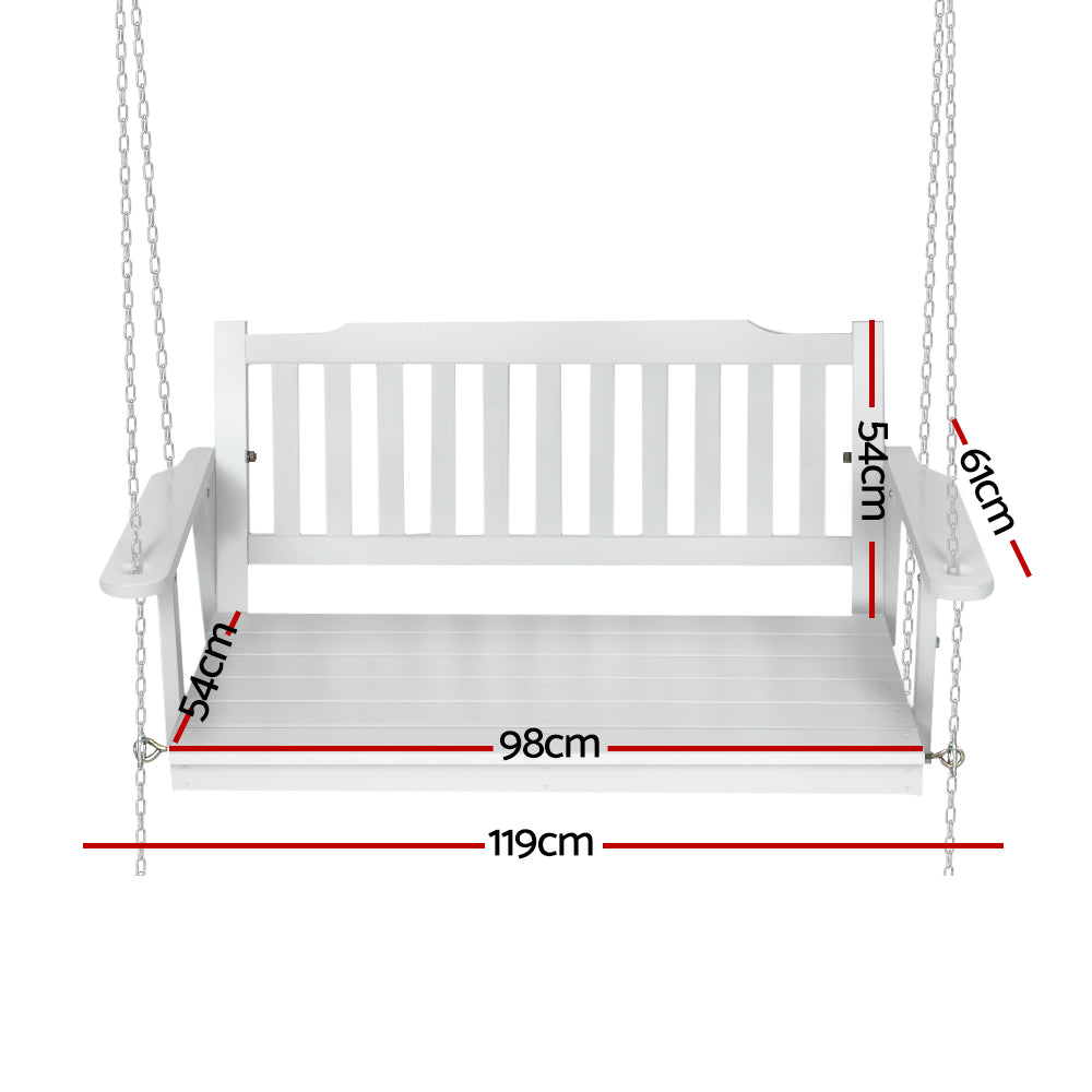 NNEDSZ Gardeon Porch Swing Chair with Chain Garden Chair Outdoor Furniture Wooden White-1