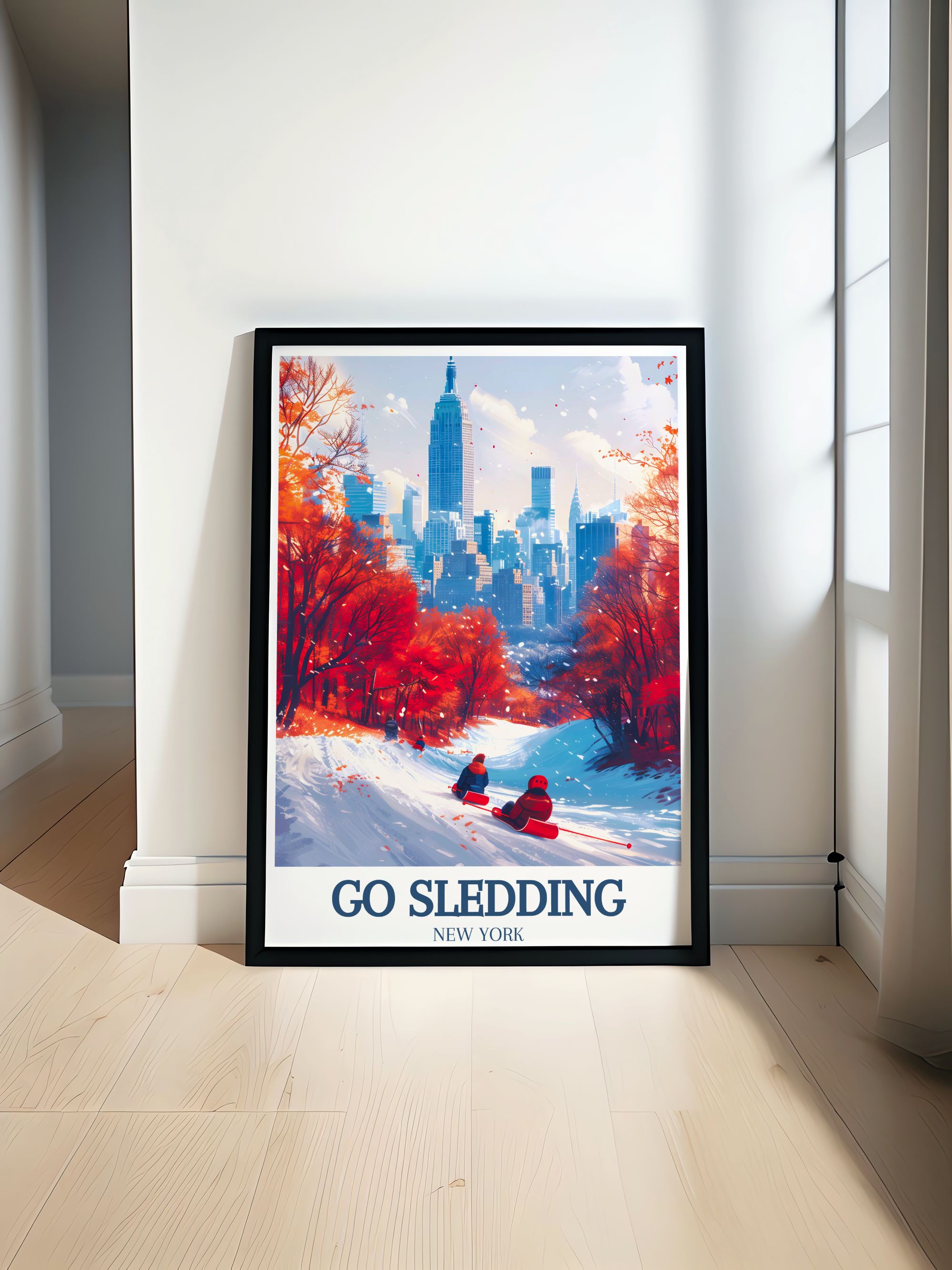 Go Sledding Vintage Posters - Central Park Home Decor - New York Wall Decor-0