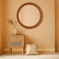 Walnut Frame Rustic Wooden Wall Mirror Bedroom Decor-0