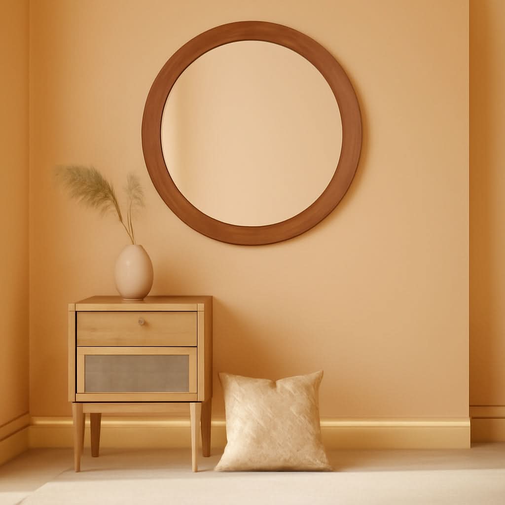 Walnut Frame Rustic Wooden Wall Mirror Bedroom Decor-0