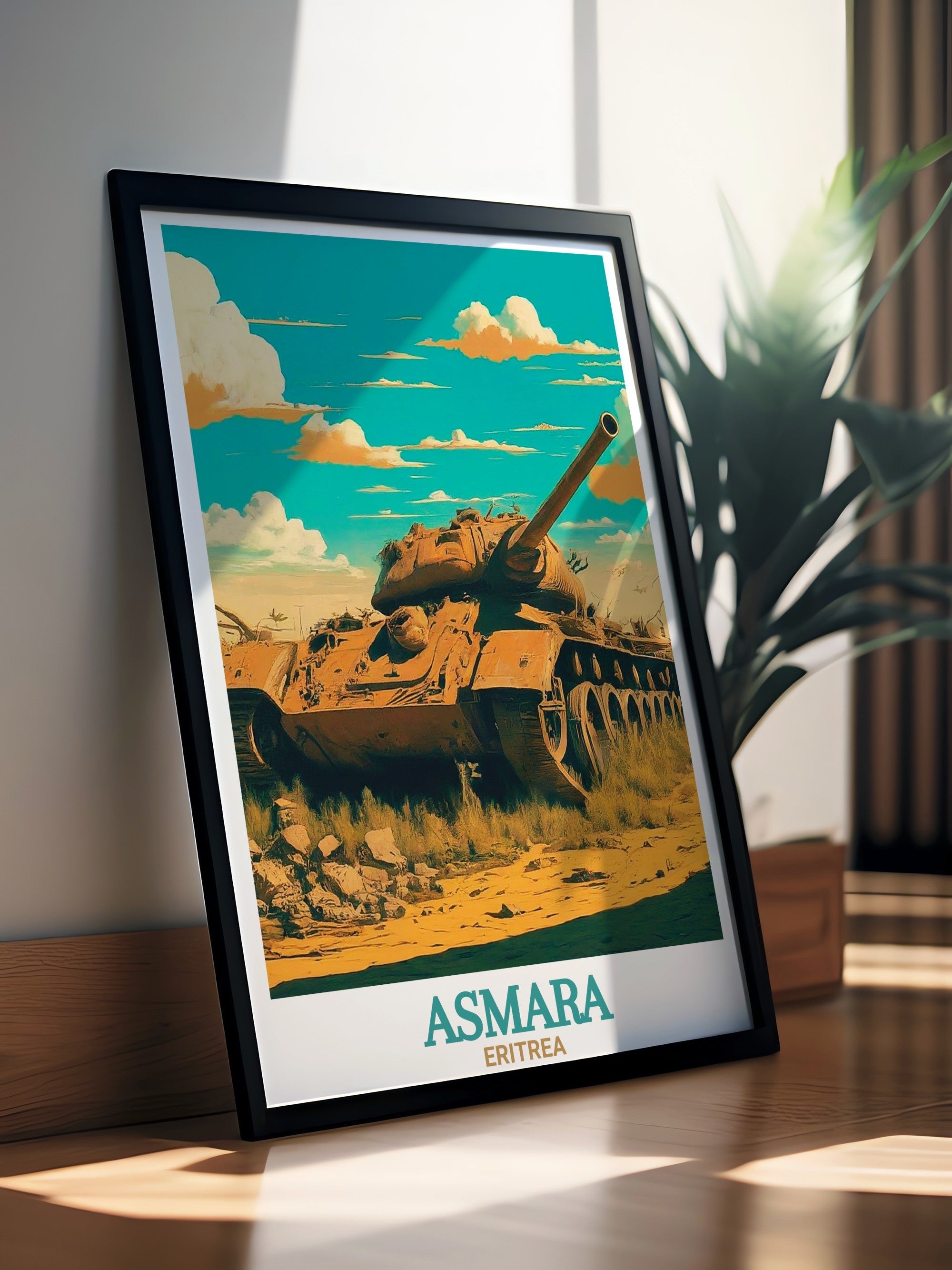 Asmara Art - Tank Graveyard Home Decor - Eritrea Living Room Decor-3