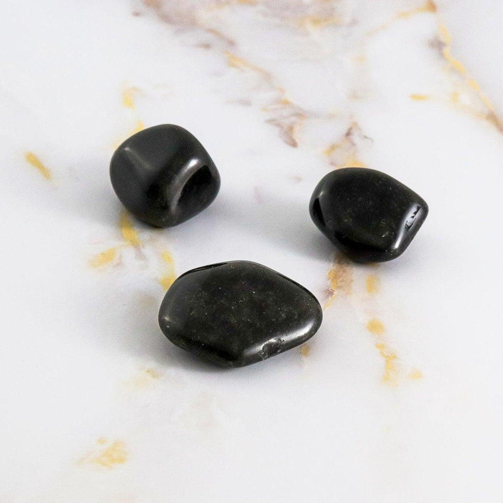 Pierre roulée en Obsidienne argentée-1