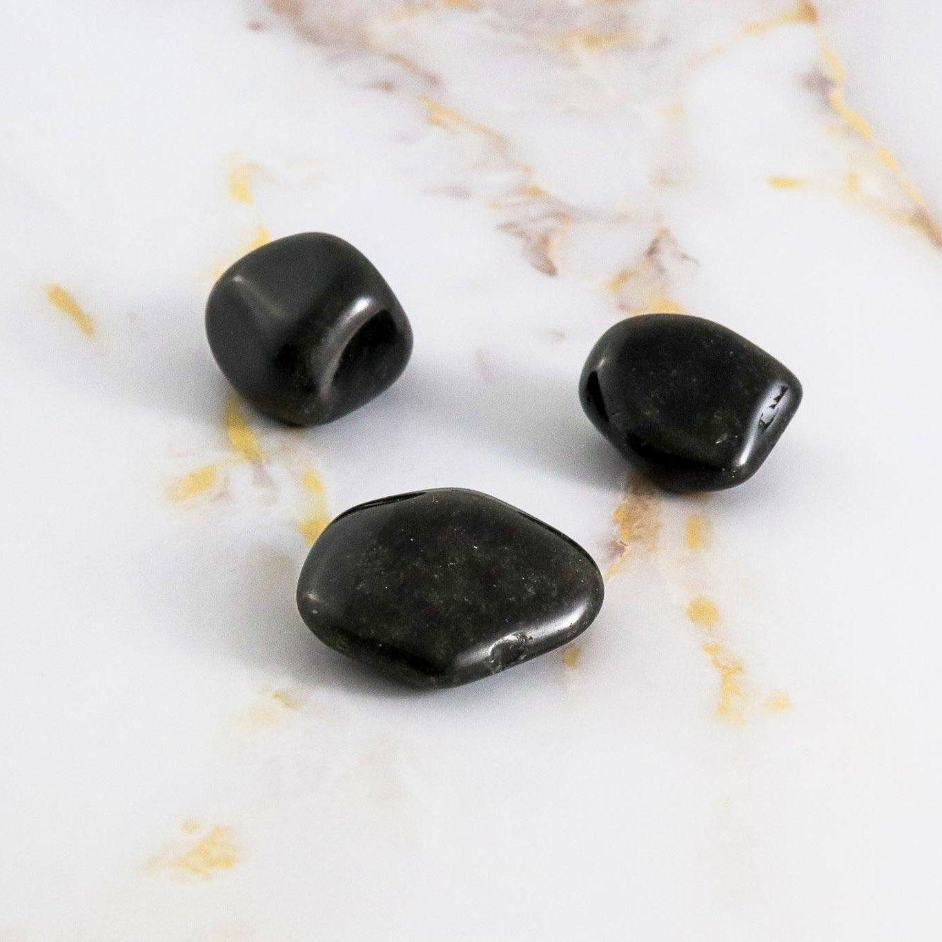 Pierre roulée en Obsidienne argentée-1